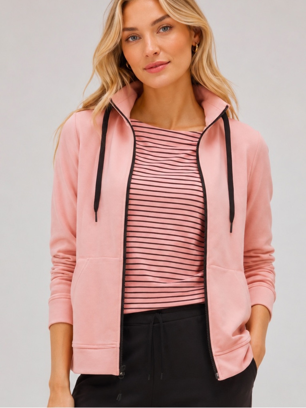 Chico’s Zenergy® Double-Knit Jacket & Striped Shirt Set Size 2